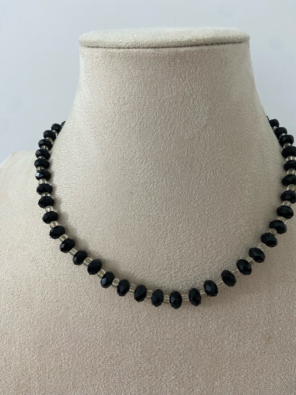 Black glass bead necklace